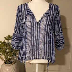 Blue Tie-Dye Chiffon Blouse